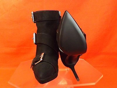 Pre-owned Giuseppe Zanotti Zanotti Black Suede Triple Buckle Emy Platform Heels Ankle Boots 37 $1250