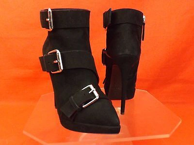 Pre-owned Giuseppe Zanotti Zanotti Black Suede Triple Buckle Emy Platform Heels Ankle Boots 37 $1250