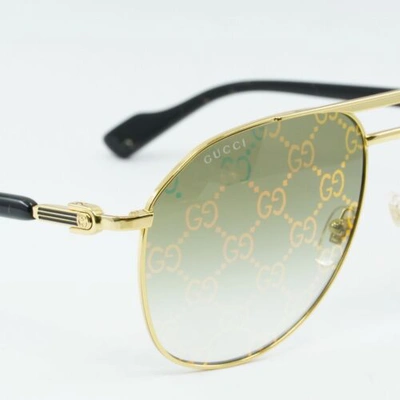 Pre-owned Gucci Gg1220s 004 Gold/green With Pattern 59-14-145 Sunglasses