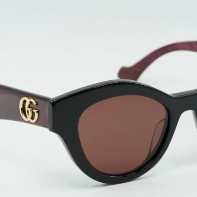 Pre-owned Gucci Gg0957s 005 Black/red 51-19-145 Sunglasses