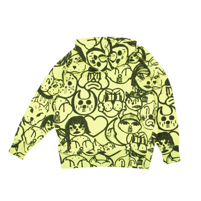 Pre-owned Givenchy Fluorescent Green Cotton Allover Family Hoodie Size Xxs $1695