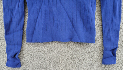 Pre-owned Balmain Knit Jumper With Gold Buttons Women's Blue Roll Turtleneck Eu 44