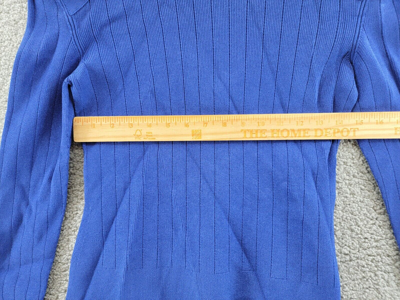 Pre-owned Balmain Knit Jumper With Gold Buttons Women's Blue Roll Turtleneck Eu 44