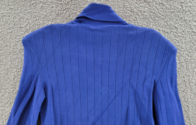 Pre-owned Balmain Knit Jumper With Gold Buttons Women's Blue Roll Turtleneck Eu 44