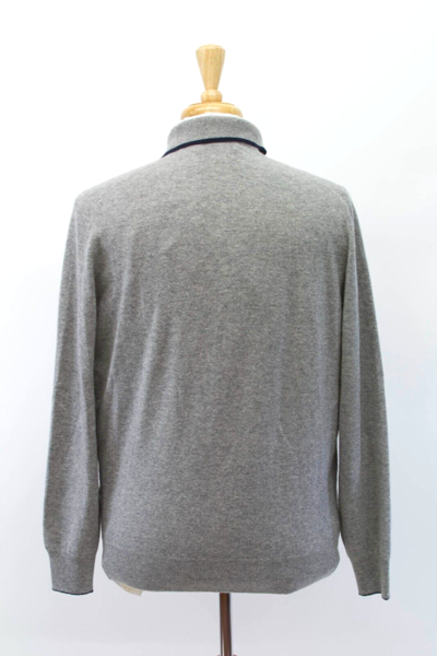 Pre-owned Brunello Cucinelli Nwt$3145  100% Cashmere Logo Zip-up Knit Sweater 50/ 40us A232 In Gray