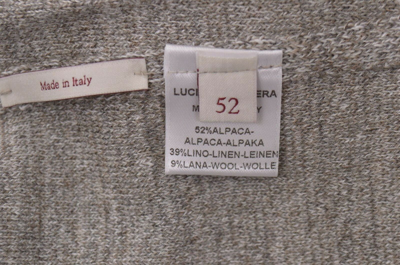Pre-owned Luciano Barbera Sport Coat Sweater Size 42 Us L Brown Cream Alpaca Linen In Ivory