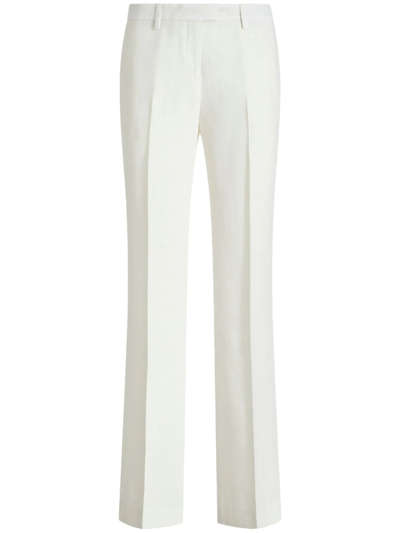 Etro Tailored White Trousers With Flared Hem In Bianco
