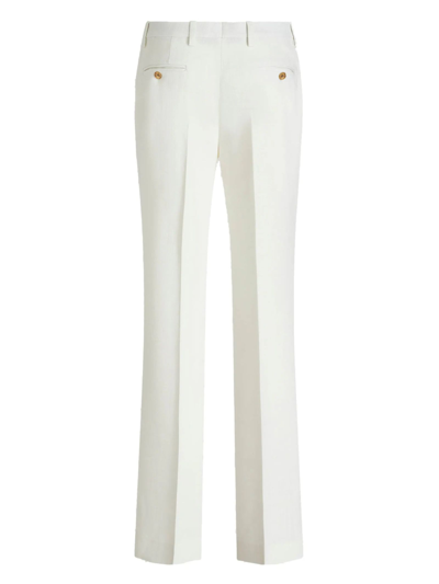 Shop Etro Straight-leg Slub Fabric Trousers In Bianco