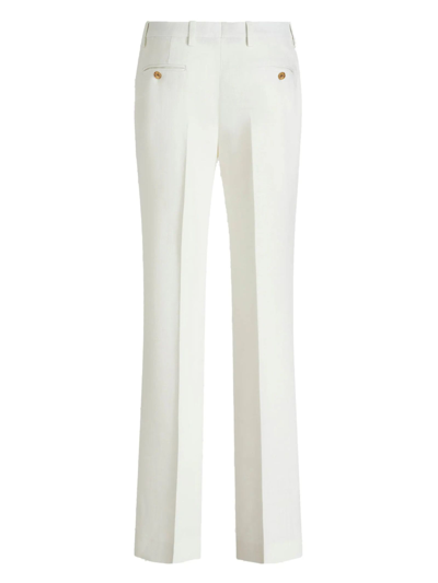 Etro Tailored White Trousers With Flared Hem In Bianco