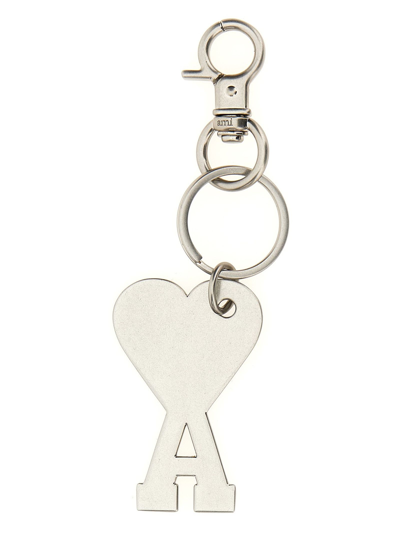 Shop Ami Alexandre Mattiussi Adc Keychain With Logo In Grigio