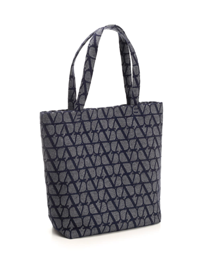 Shop Valentino Toile Iconographe Tote Bag In Blue