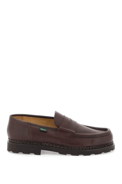 Shop Paraboot Leather Reims Penny Loafers In Marron Lis Cafe (brown)