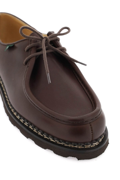 Shop Paraboot Leather Michael Derby Shoes In Marron Lis Cafe (brown)