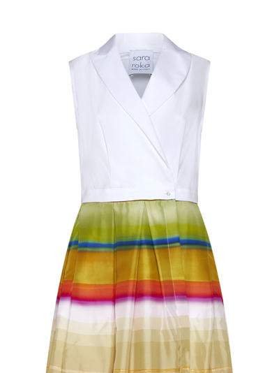 Shop Sara Roka Dress In Bianco Multicolor