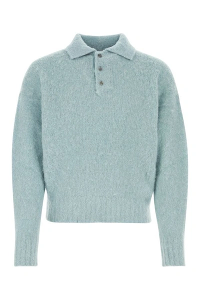 Shop Ami Alexandre Mattiussi Ami Man Powder Blue Alpaca Blend Sweater