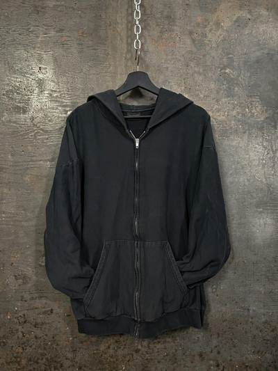 Pre-owned Balenciaga Sporty B Washed Zip Up Hoodie In Black