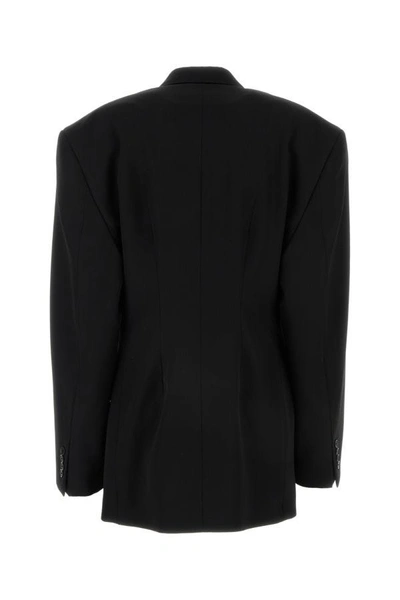 Shop Balenciaga Woman Black Barathea Oversize Cinched Blazer
