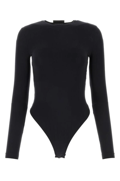 Shop Balenciaga Woman Black Jersey Outside Loop Bodysuit