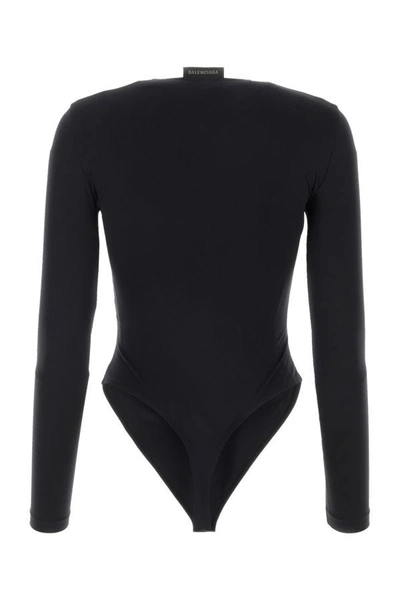 Shop Balenciaga Woman Black Jersey Outside Loop Bodysuit