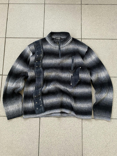 Pre-owned Archival Clothing X Diesel Vintage Japanese Fractured 1/4 Zip Sweater Diesel Style Y2k In Black/white