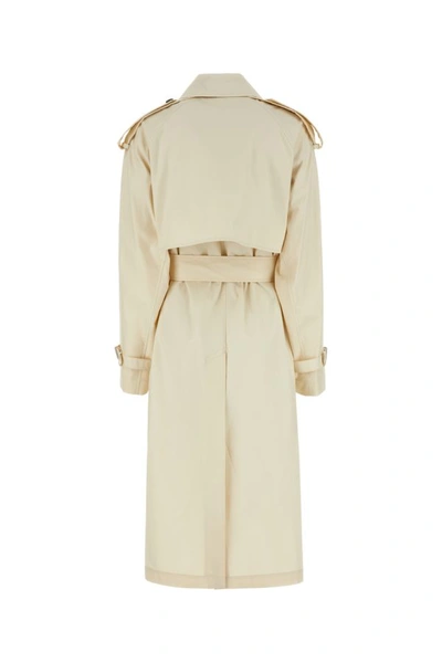 Shop Burberry Woman Ivory Gabardine Trench Coat In White