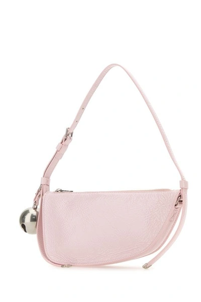Shop Burberry Woman Pastel Pink Leather Knight Small Shoulder Bag