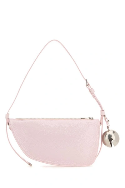 Shop Burberry Woman Pastel Pink Leather Knight Small Shoulder Bag