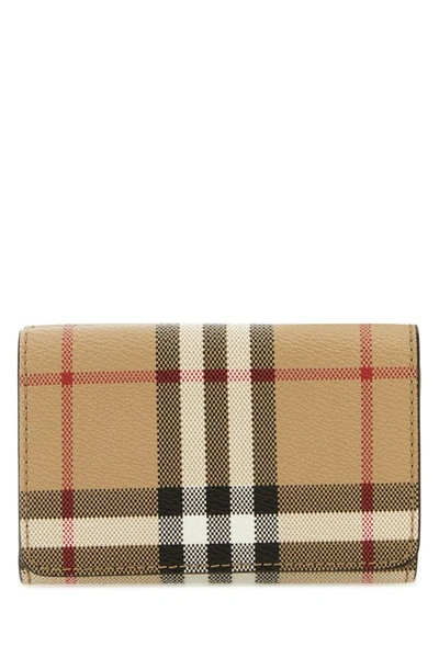 Burberry Canvas Wallet With Checkered Pattern And Fold-over Top In Multicolor