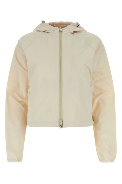 Shop Burberry Woman Sand Nylon Jacket In Brown