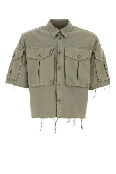 Shop Dries Van Noten Man Dark Grey Cotton Century Shirt In Gray