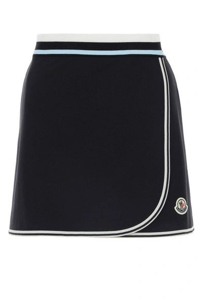 Shop Moncler Woman Midnight Blue Cotton Mini Skirt