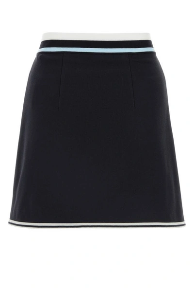 Shop Moncler Woman Midnight Blue Cotton Mini Skirt