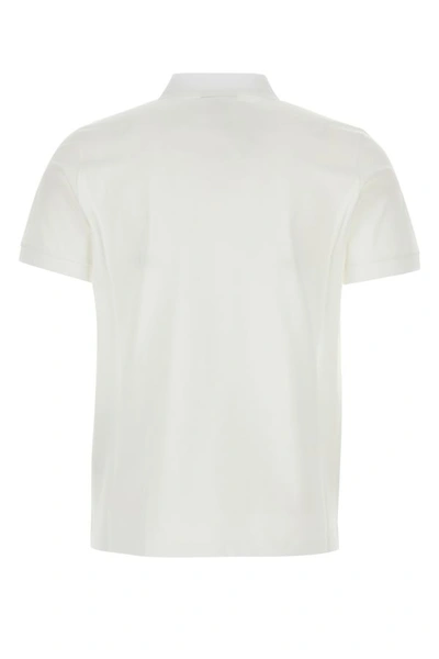 Shop Prada Man White Cotton Piquet Polo Shirt