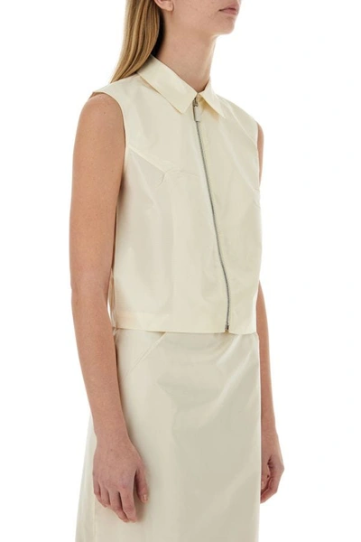 Shop Prada Woman Ivory Faille Top In White