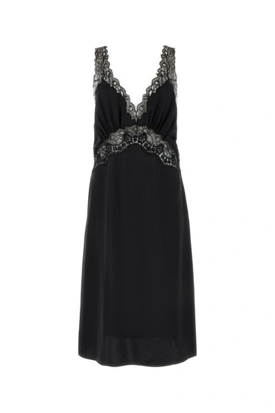Shop Saint Laurent Woman Black Satin Slip Dress