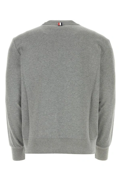 Shop Thom Browne Man Melange Grey Cotton Sweatshirt In Gray