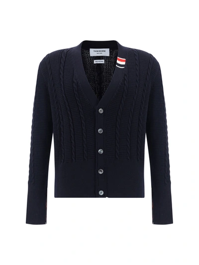 Shop Thom Browne Men Cardigan In Blue