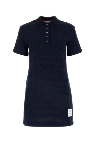Shop Thom Browne Woman Navy Blue Cotton Polo Dress