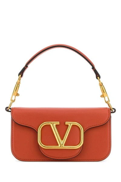 Shop Valentino Garavani Woman Brick Leather Locã² Clutch In Red