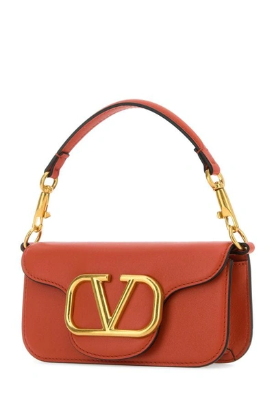 Shop Valentino Garavani Woman Brick Leather Locã² Clutch In Red