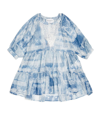 Shop Ermanno Scervino Junior Lace-detail Tiered Dress (4-14 Years) In Blue