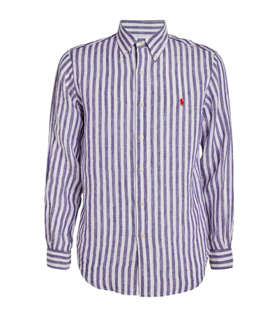 Shop Polo Ralph Lauren Linen Striped Polo Pony Shirt In Multi