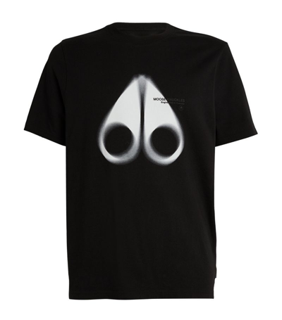 Shop Moose Knuckles Airbrushed Logo Maurice T-shirt In Black