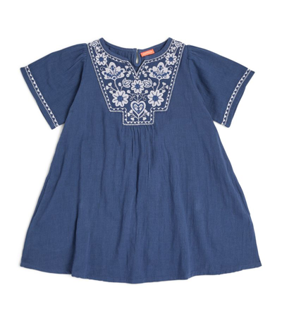 Shop Sunuva Cotton Sun Folk Dress (1-4 Years) In Blue