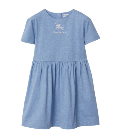 Shop Burberry Kids Cotton Ekd Dress (3-14 Years) In Blue