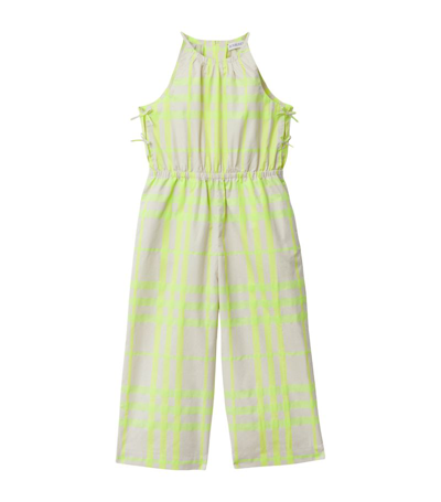 Shop Burberry Kids Check Print Jumpsuit (3-14 Years) In Neutrals