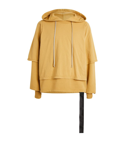 Shop Rick Owens Double-layer Hustler Hoodie In Yellow