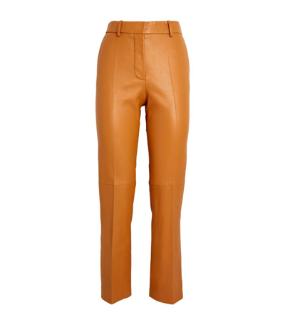 Shop Joseph Leather Coleman Trousers In Grey