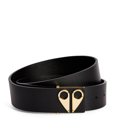 Shop Moose Knuckles Leather Logo Belt In Black