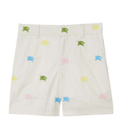 Shop Burberry Kids Embroidered Ekd Shorts (3-14 Years) In White